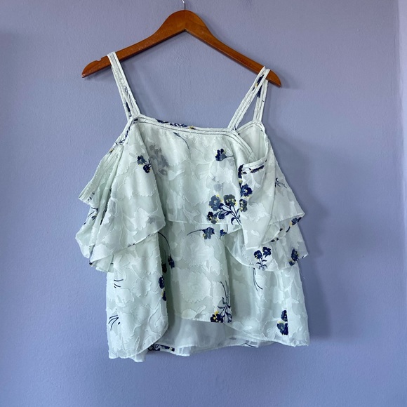 Lucky Brand Floral Cold Shoulder Top in Green Size 1X - Picture 6 of 7